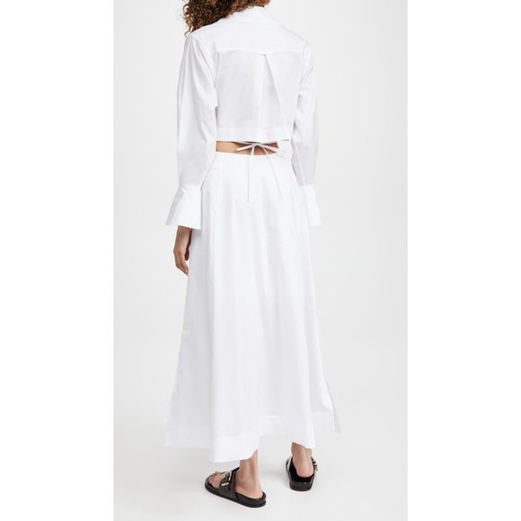 JONATHAN SIMKHAI Alex Pleated Cut Out Dress in White Medium New Nwt Shirtdress - Picture 10 of 15